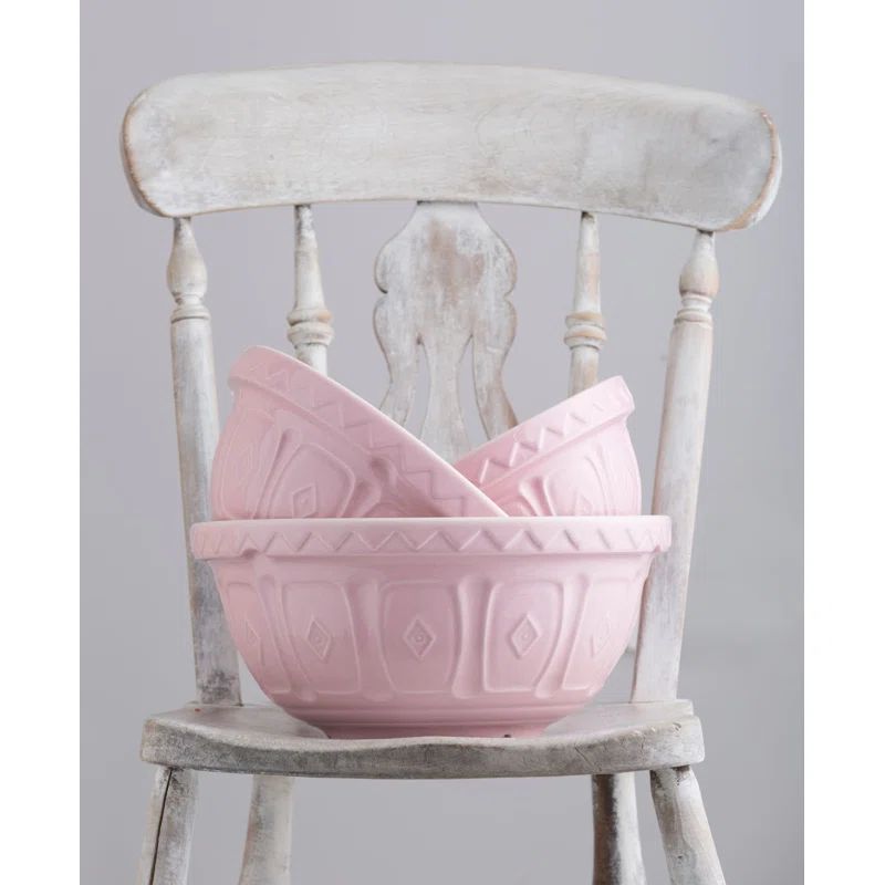 Blush Ceramic Geometric Textured Mixing Bowl