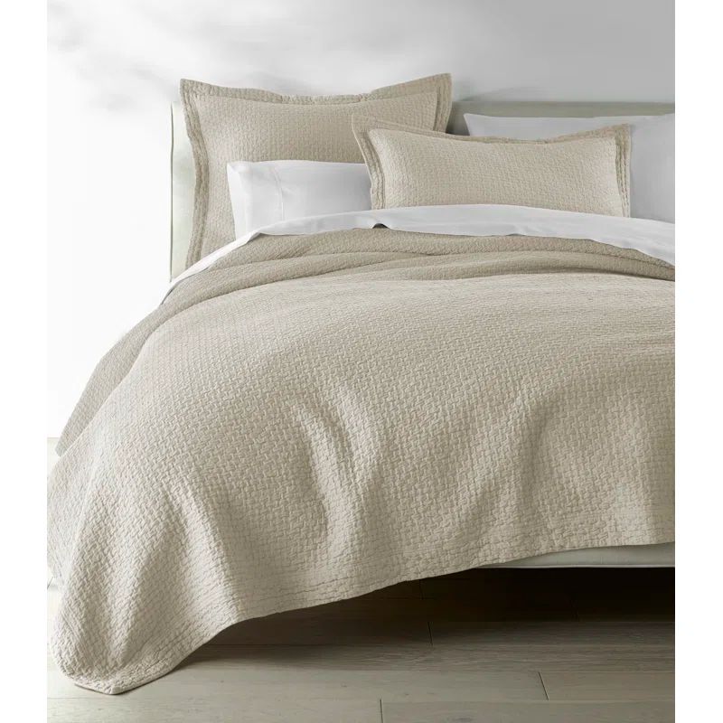 Linen Twin Cotton Matelassé Basket Weave Coverlet