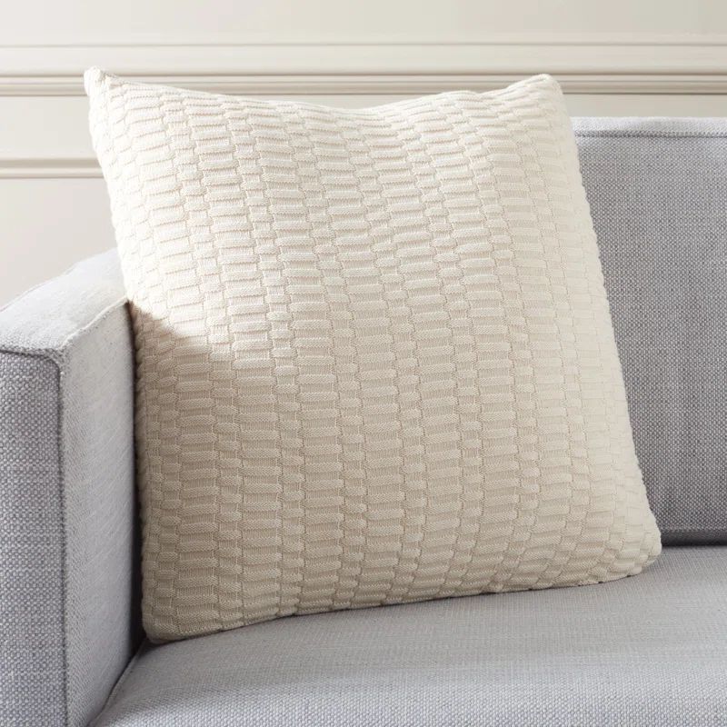 Ivory Textured Cotton 18" Square Decorative Pillow