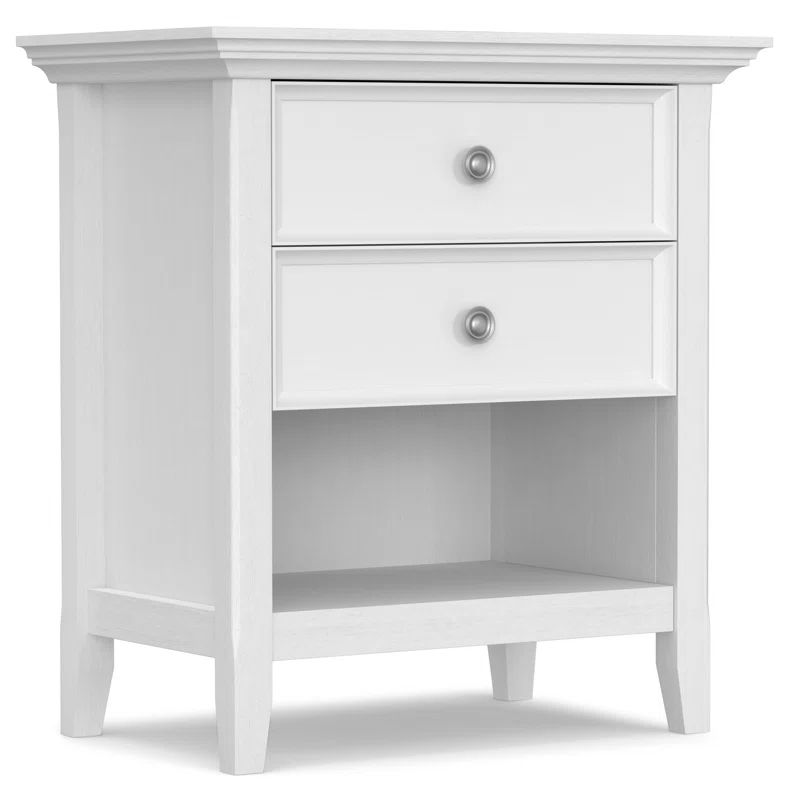 Amherst Solid Wood White 2-Drawer Bedside Table