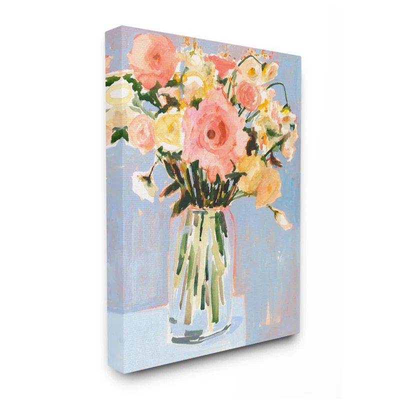 Chic Floral Bouquet Pastel Spring Flowers Canvas Wall Art for Kids