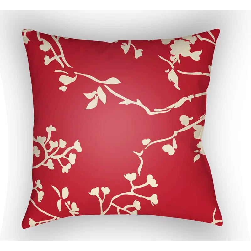 Chinoiserie Floral Red and Cream Square Pillow Set