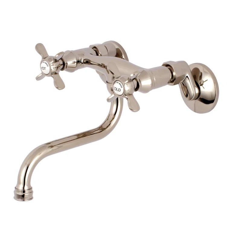 Essex Victorian-Inspired Brushed Brass Wall Mounted Bathroom Faucet