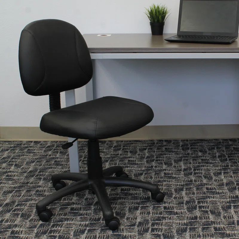 Black Faux Leather Armless Swivel Task Chair