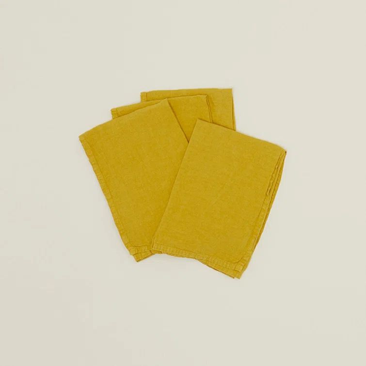 Mustard Belgian Linen Square Napkin Set of 4