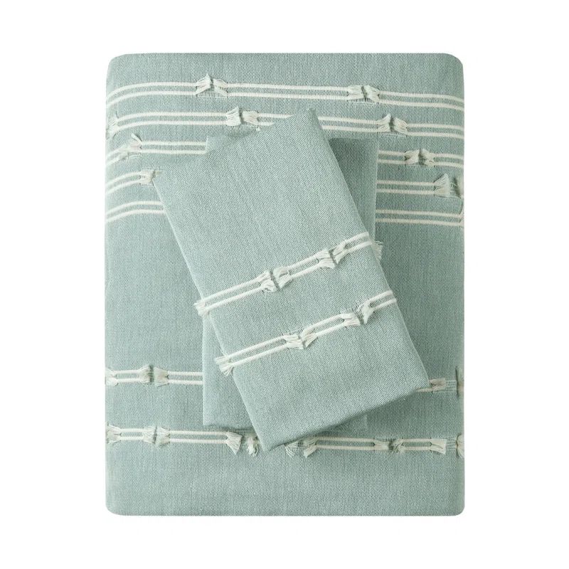 Aqua Cotton Jacquard King/California King Duvet Cover Set