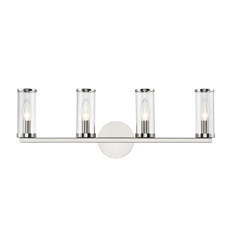 Polished Nickel 4-Light Vanity Light with Clear Glass Shades
