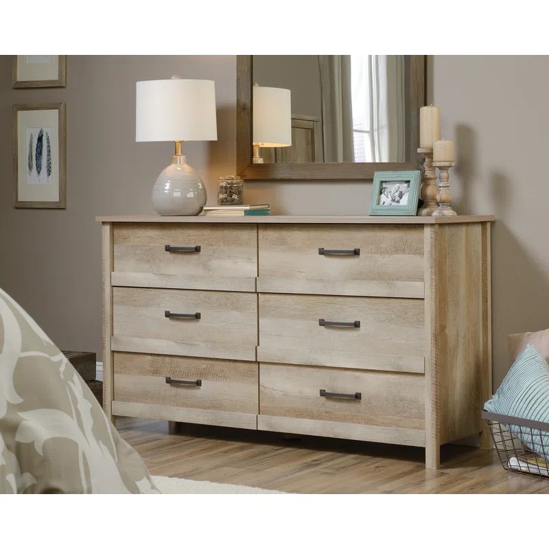 Cannery Bridge Rustic Lintel Oak and Black 6-Drawer Dresser