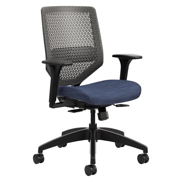 Midnight Black Mesh Adjustable Task Chair with Swivel Arms