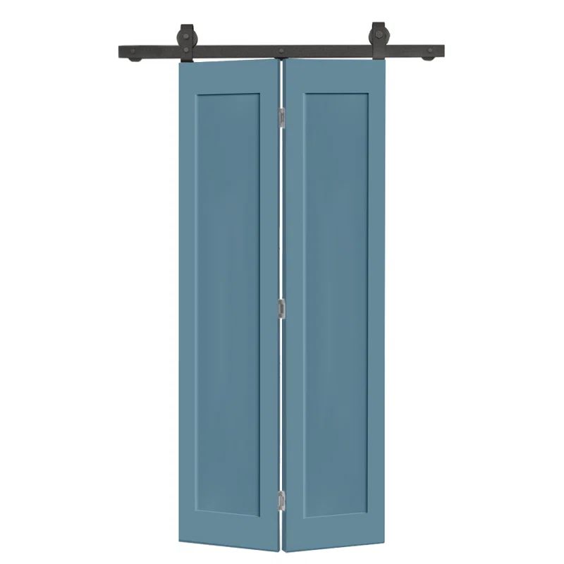 Dignity Blue Painted Composite Bi-Fold Door with Sliding Barn Hardware, 26" x 80"