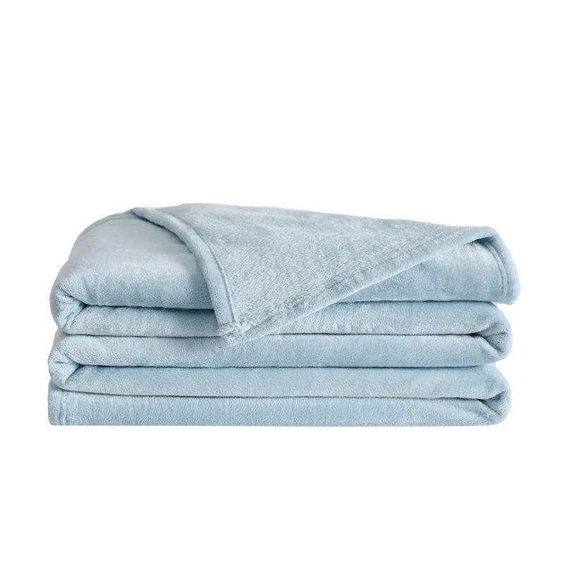 Oversized Light Blue Velvet Plush Family Blanket
