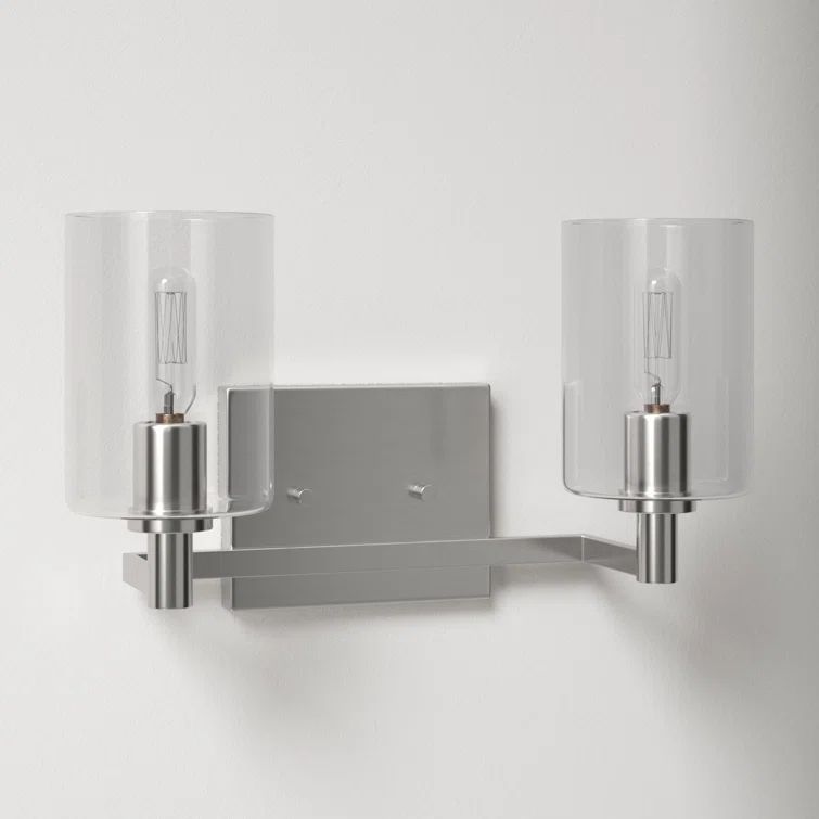 Brushed Nickel 2-Light Dimmable Cylinder Vanity Light
