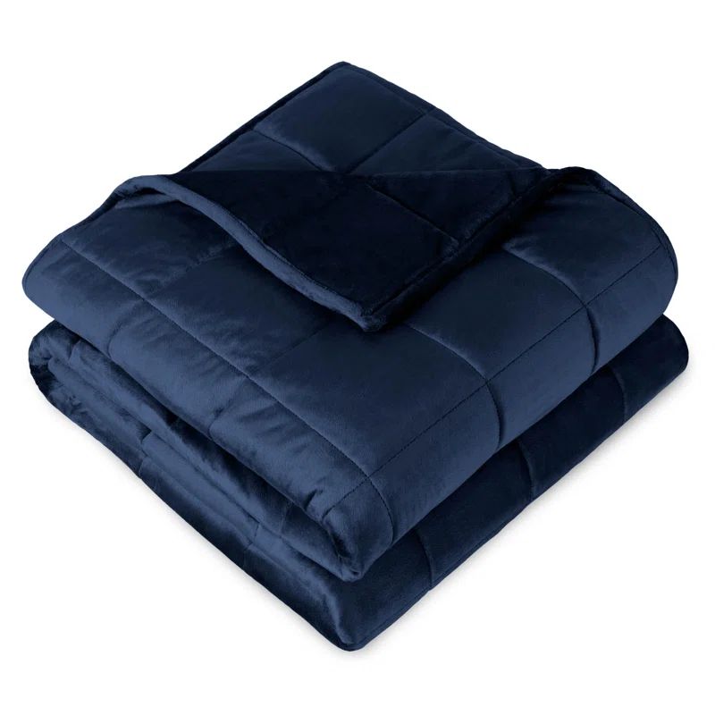 Dark Blue Queen Size Minky Fleece Weighted Blanket