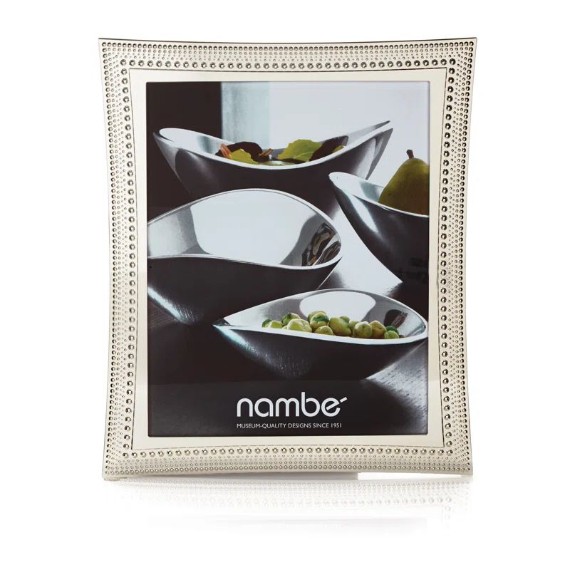 Elegant Silver Metal 8x10 Beaded Tabletop Picture Frame