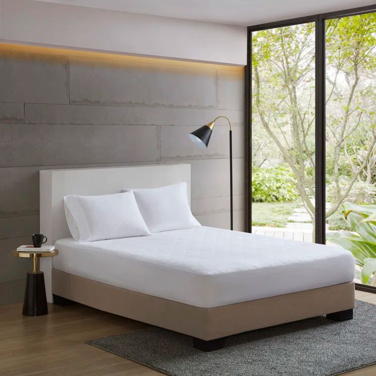 All Natural White Cotton Percale Quilted Twin Mattress Pad