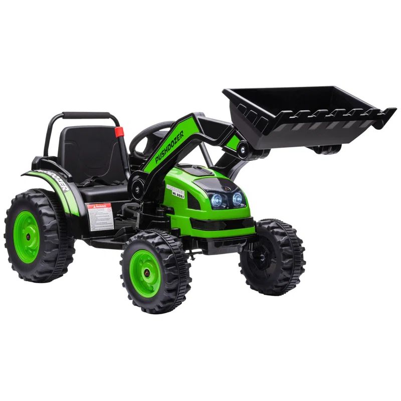 Green 6V Kids Ride-On Tractor with Adjustable Bucket