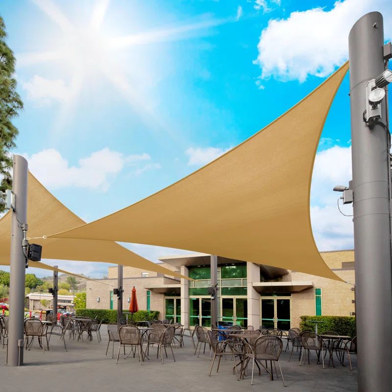 Sand Beige Polyethylene Triangle Sun Shade Sail Canopy