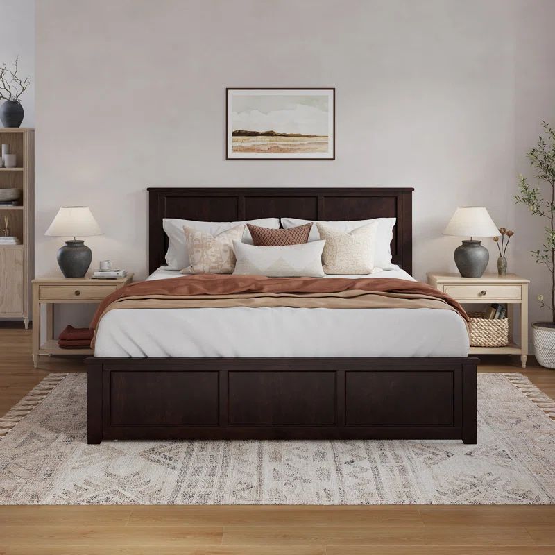 Espresso King Solid Wood Platform Bed with Storage Drawers