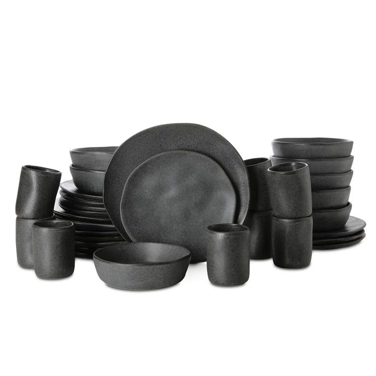 Gray Ceramic 32-Piece Dinnerware Set for 8