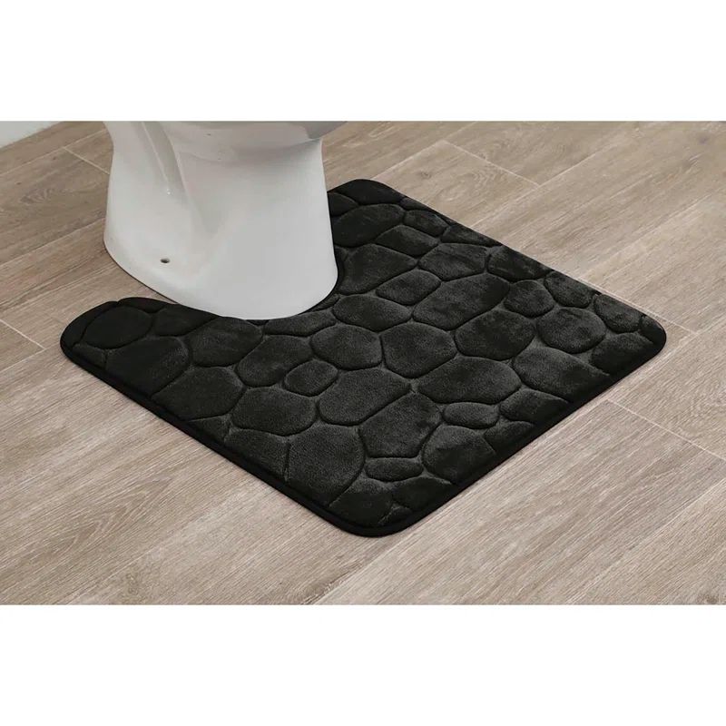 Black Memory Foam 3D Pebble Contour Bath Rug 20" x 20"