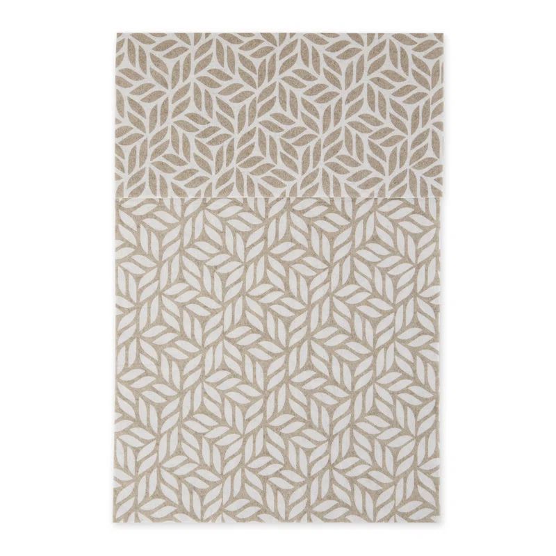 Black and White Abstract Leaf Print Fabric Fridge Liners, 12x24, Set of 6