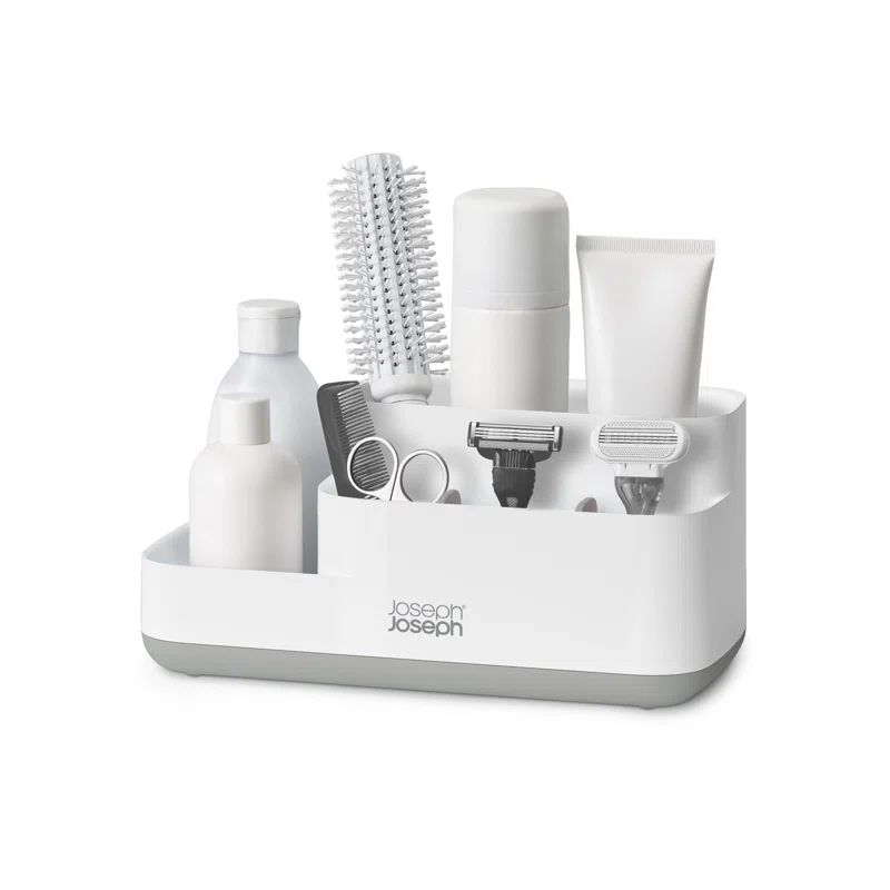Gray and White Multi-Compartment Bathroom Storage Caddy
