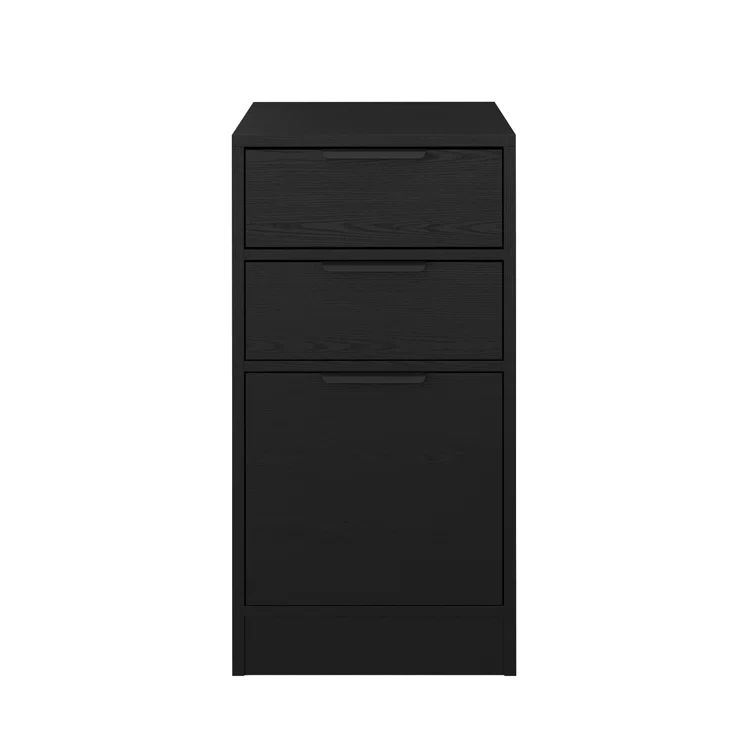 Black Engineered Wood 3 Drawer Legal Size File Cabinet