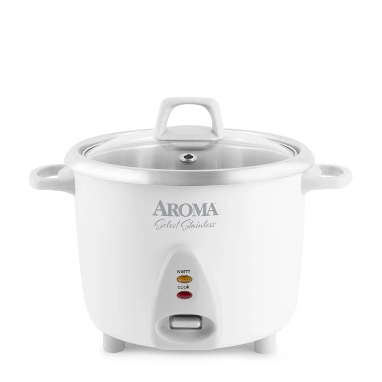 14-Cup White Stainless Steel Electric Rice Cooker with Steamer