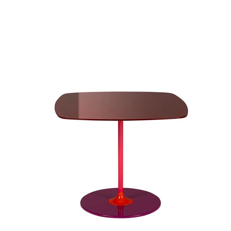 Burgundy Glass and Steel Rectangular Side Table