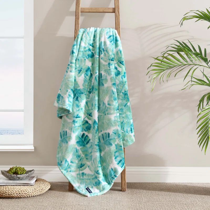 Weekend Green Tropical Plush Fleece Throw Blanket 50" x 70"