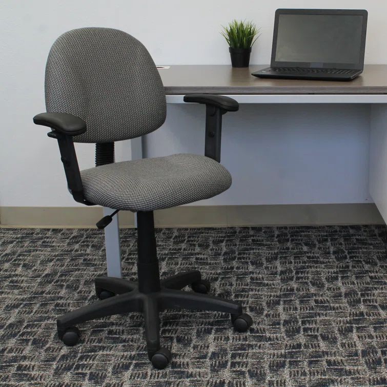 Deluxe Gray Fabric Task Chair with Adjustable Arms and Swivel Base