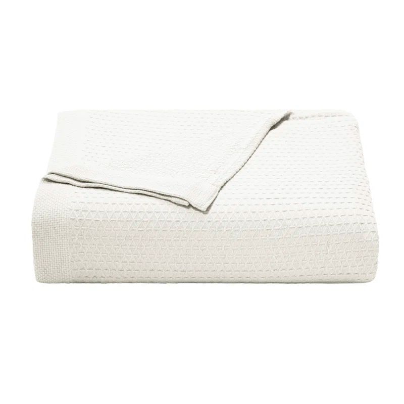 Baird Red Cotton Full Knitted Blanket with Textured Accent