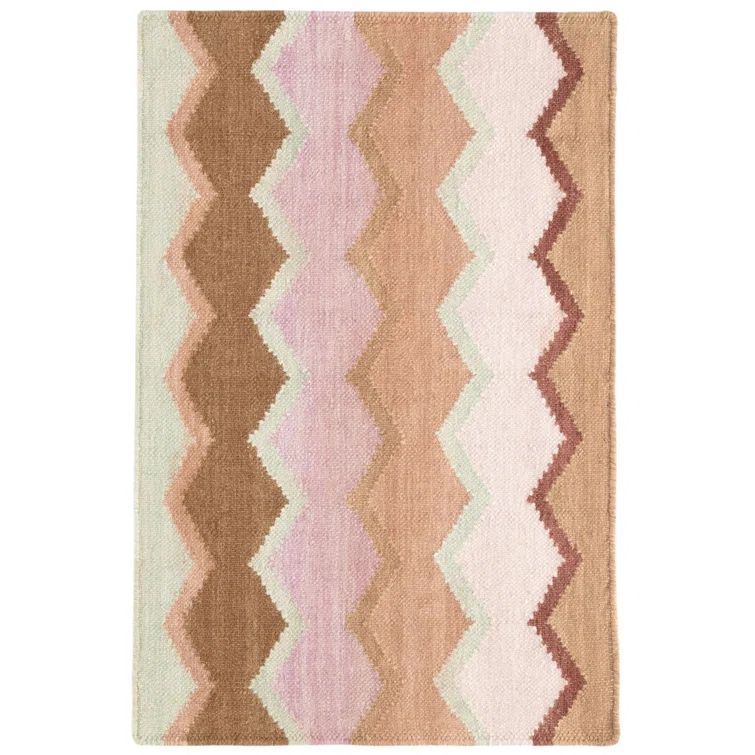 Earth Toned Geometric Flat Woven Wool Cotton Rug, 2' x 3'
