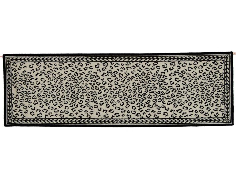 Chelsea White and Black Floral Wool Runner Rug