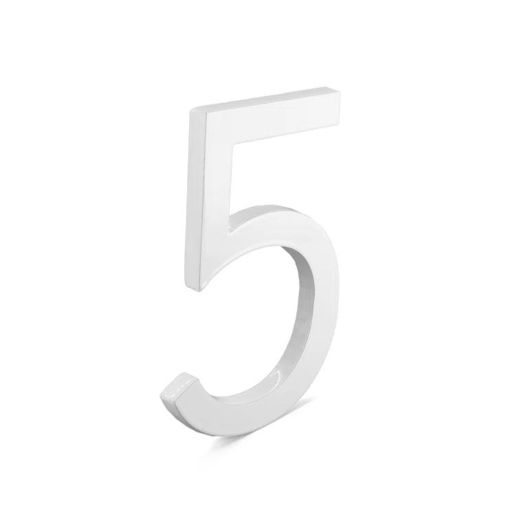 White 6" Floating Metal House Number for Wall Mount