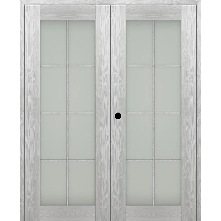 Ribeira Ash 63.5" x 79.37" Frosted Glass Prehung Double Door
