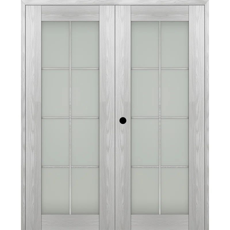 Ribeira Ash 60" x 96" Frosted Glass Composite Prehung French Door