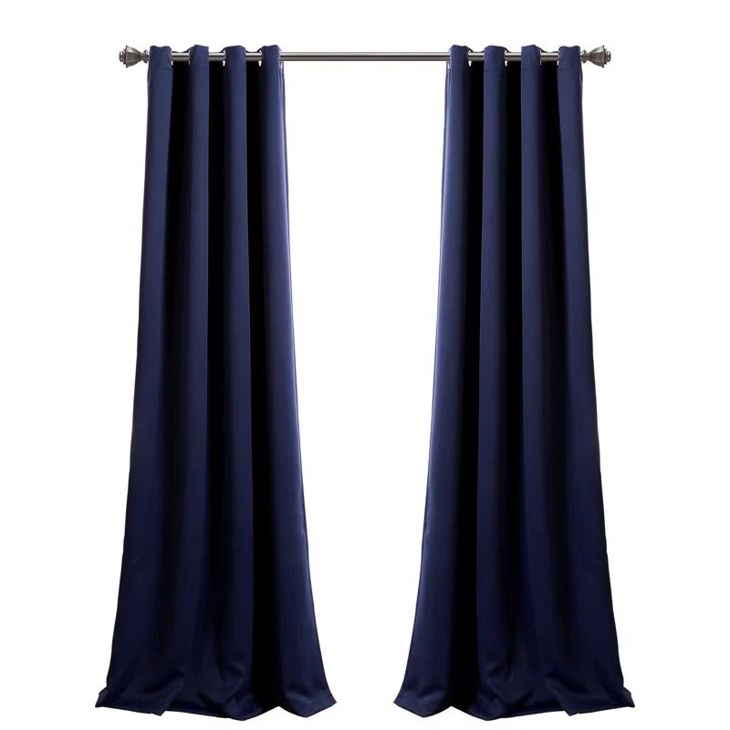 Navy Polyester Blackout Grommet Window Curtain Panels, 52"W x 108"L