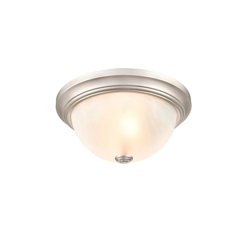 Sleek Satin Nickel 11" Glass Bowl Flush Mount Light