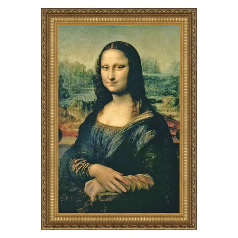 Mona Lisa Framed Canvas Painting with Gold-Toned Frame