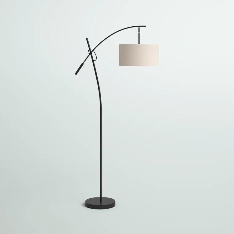 Dark Bronze Adjustable Arc Floor Lamp with Fabric Shade