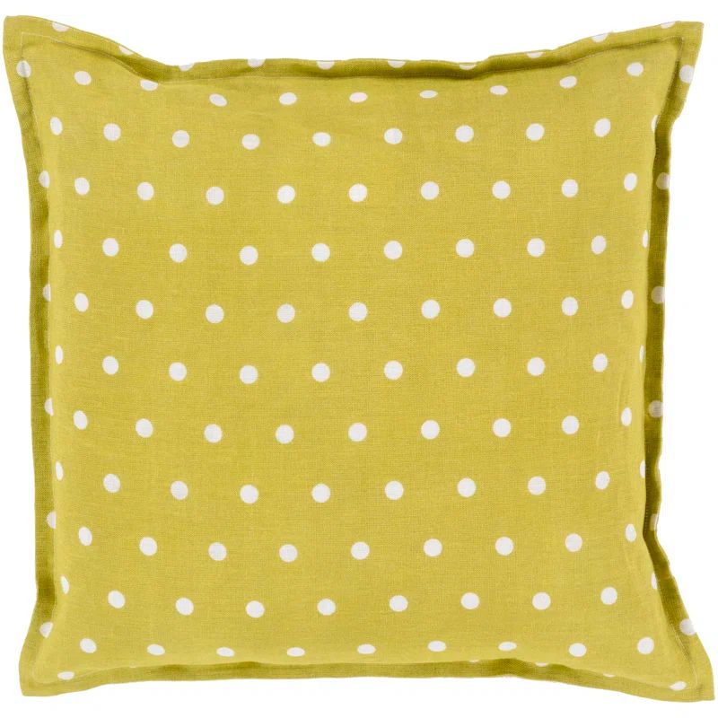 Moss Green Polka Dot Embroidered Square Throw Pillow