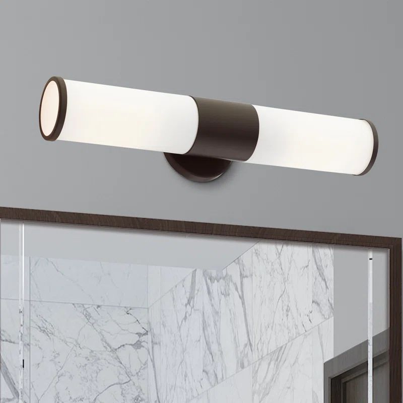 Bronze Opal Glass 2-Light Outdoor Vanity Sconce