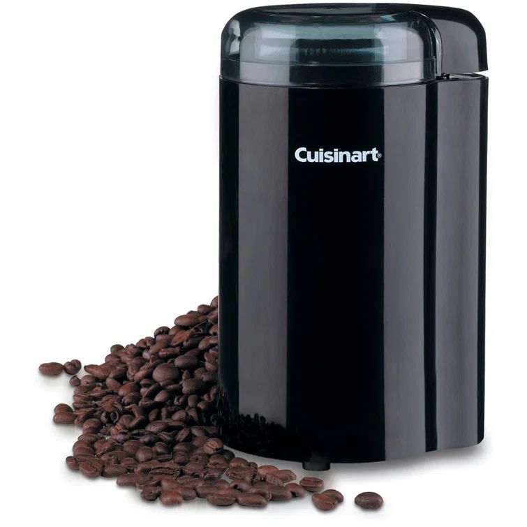 Compact Black Electric Coffee Grinder with Stainless Steel Blade