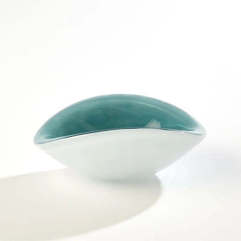 Handcrafted Pinched Orange Glass Bowl - 4.25" H x 10.5" W