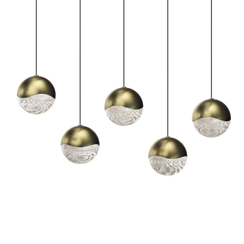 Contemporary Satin Nickel LED Pendant Light for Indoor/Outdoor
