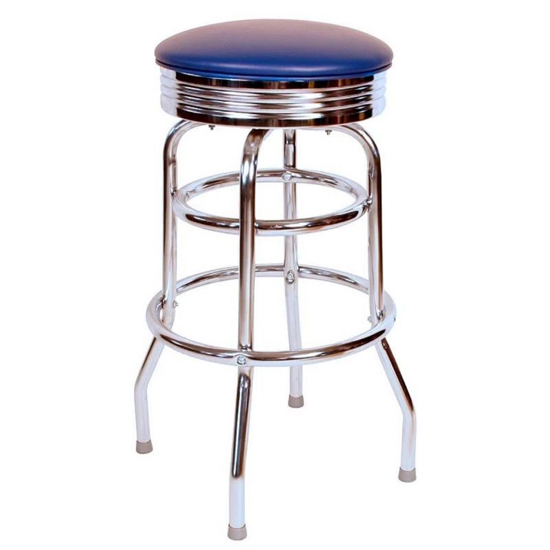 Retro Blue Adjustable Swivel Metal Bar Stool