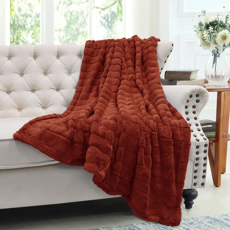Umber Faux Fur and Sherpa Jumbo Throw Blanket 60" x 80"