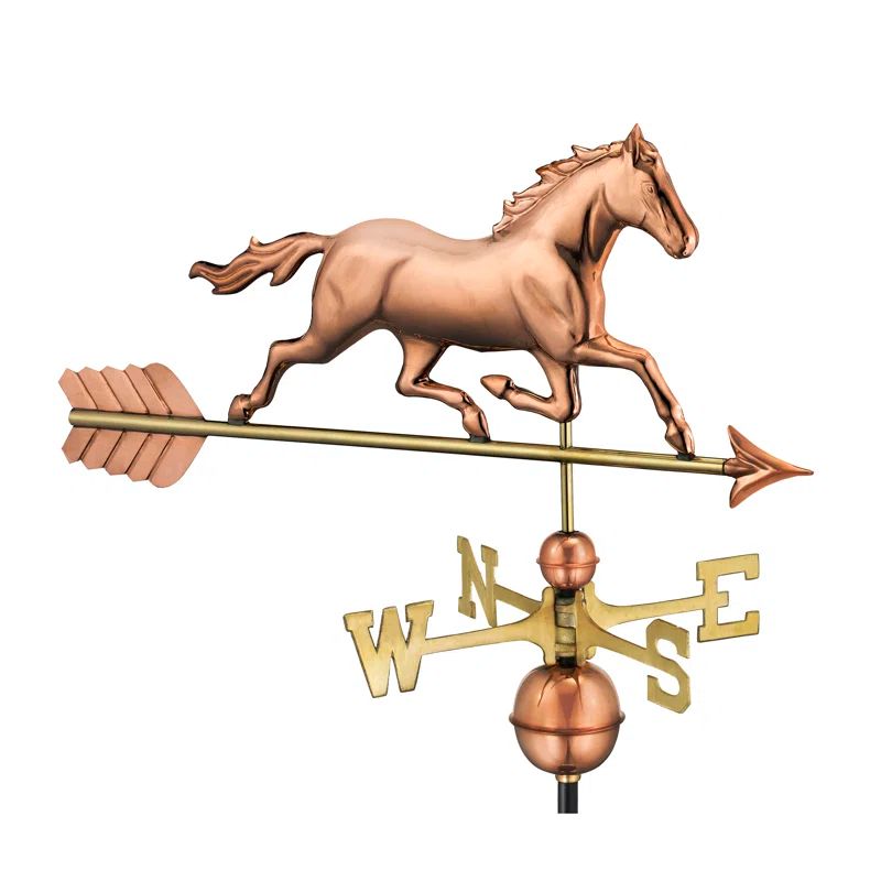 Trotting Horse Copper Weathervane with Brass Directionals