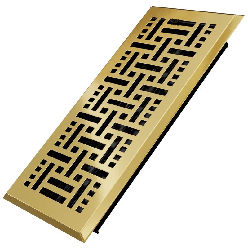 Polished Brass Basketweave Floor Vent Register with Mesh Net